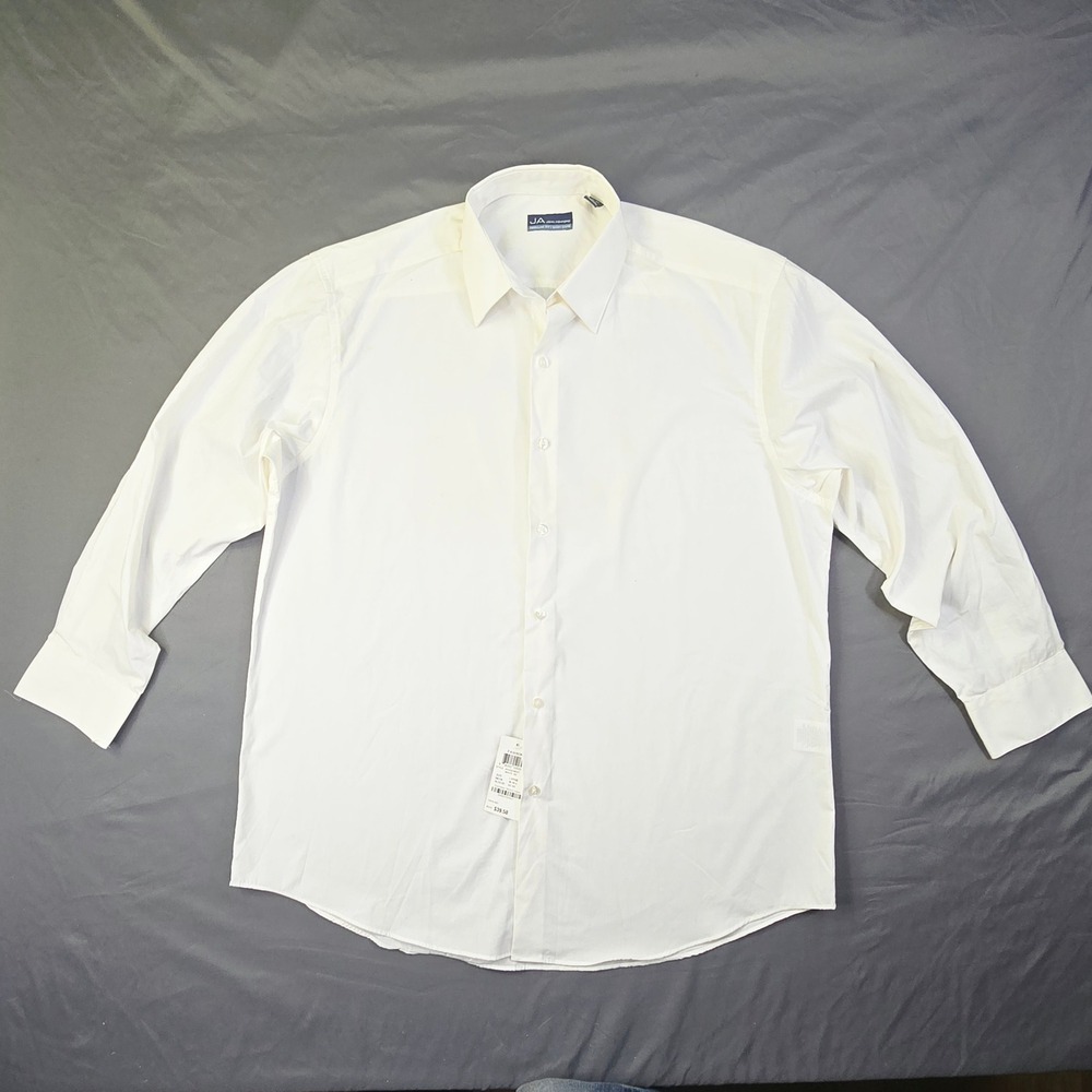 John Ashford Regular Fit Dress Shirt Mens Large White Long Sleeve Easy Care